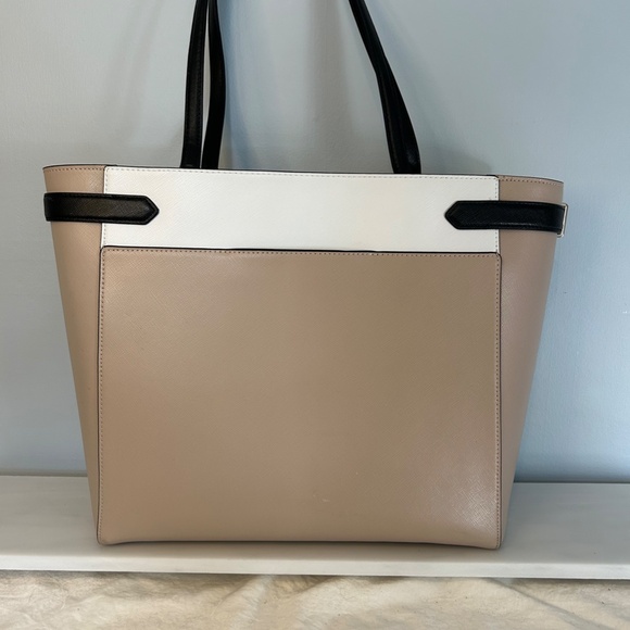 EUC Kate Spade | Large Leather Staci Tote bag | Colorblock Tan & White - Picture 2 of 9